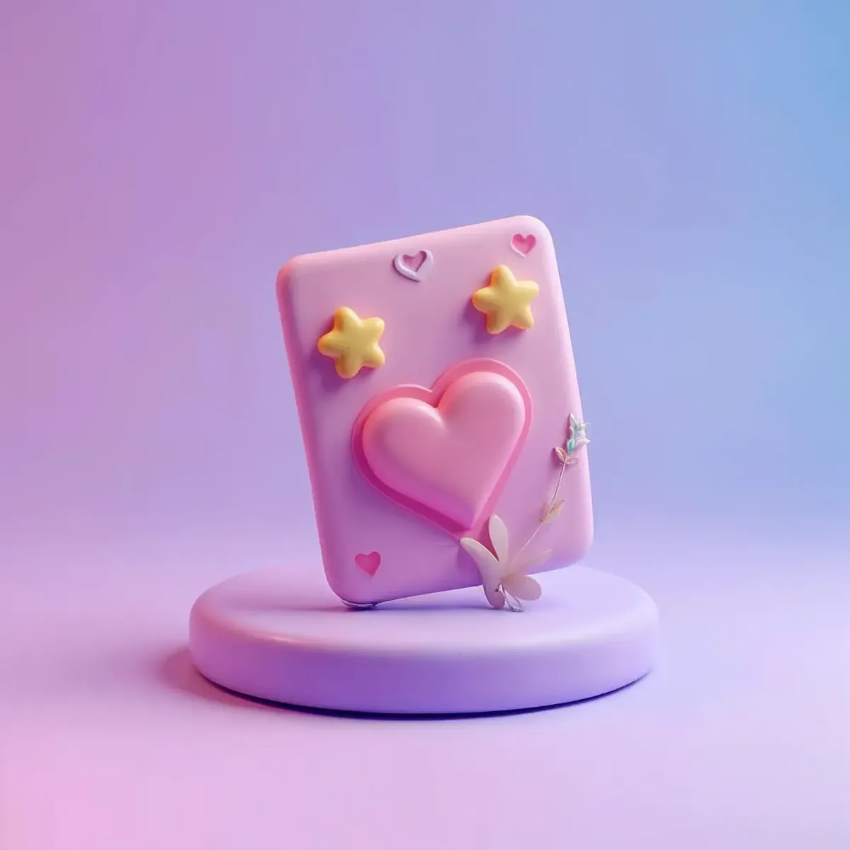 3D illustration of a small membership card with a heart icon and a star badge