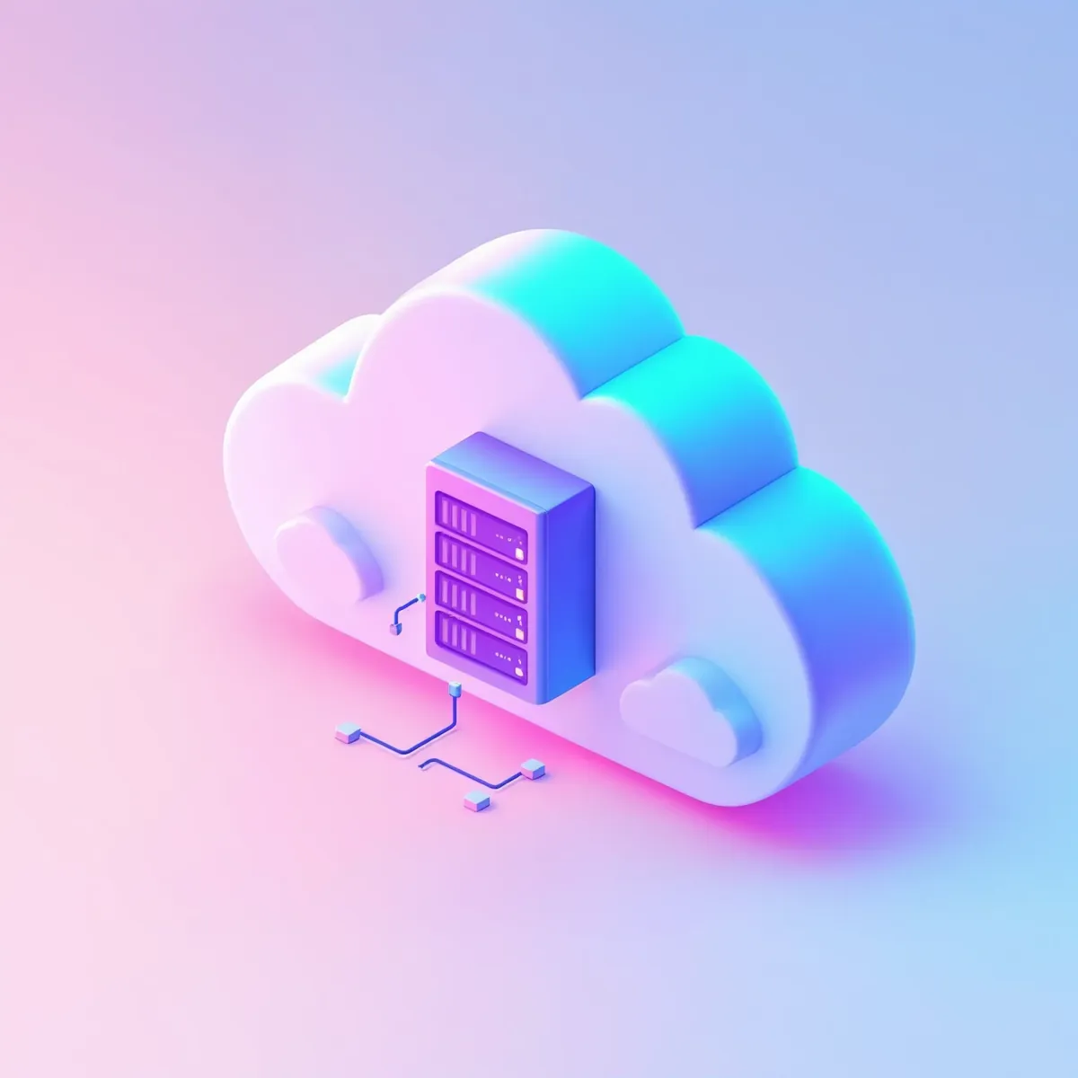 3D illustration of a rounded cloud shape with two curved arrows cycling around it