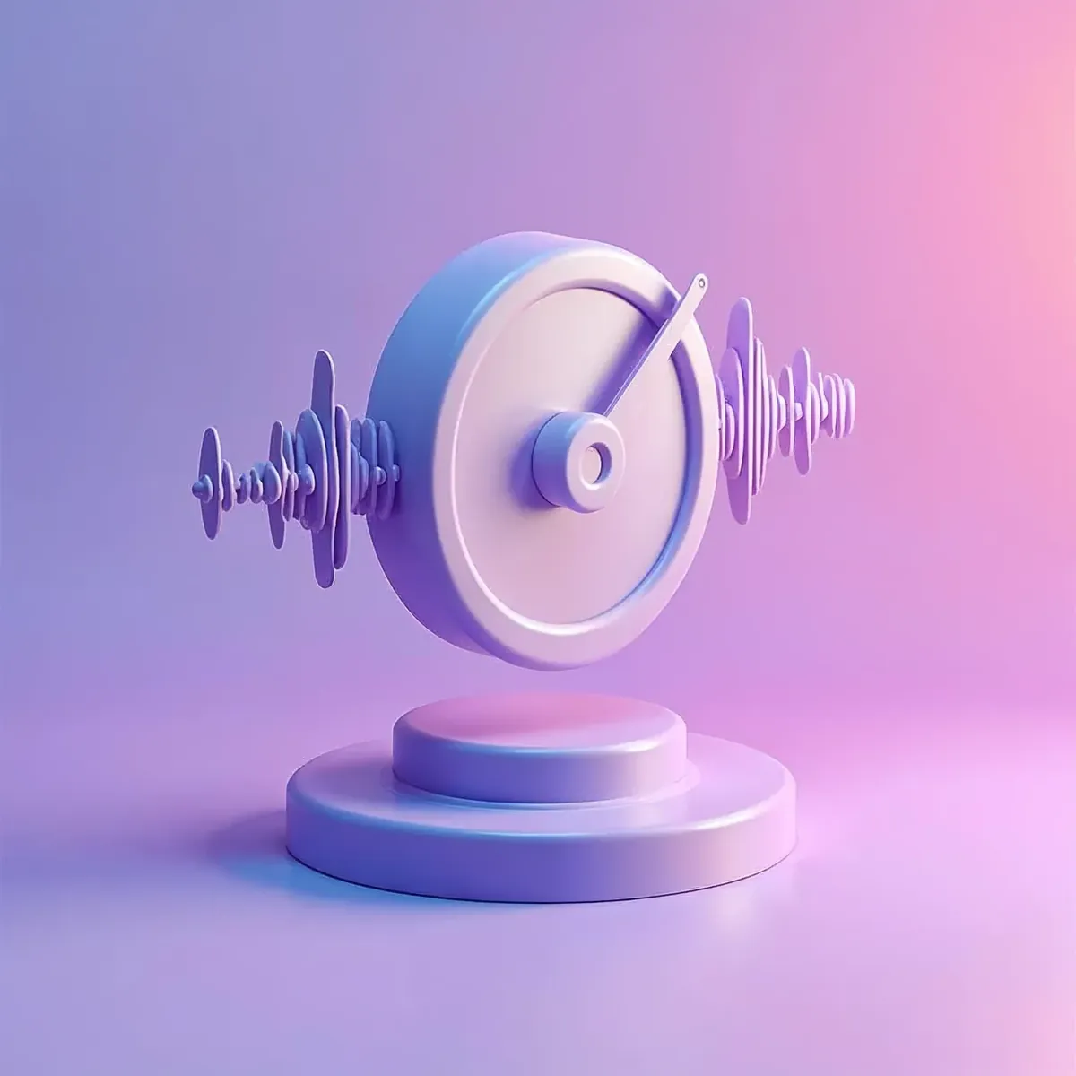 3D illustration of a circular gauge dial with a pulsing signal wave