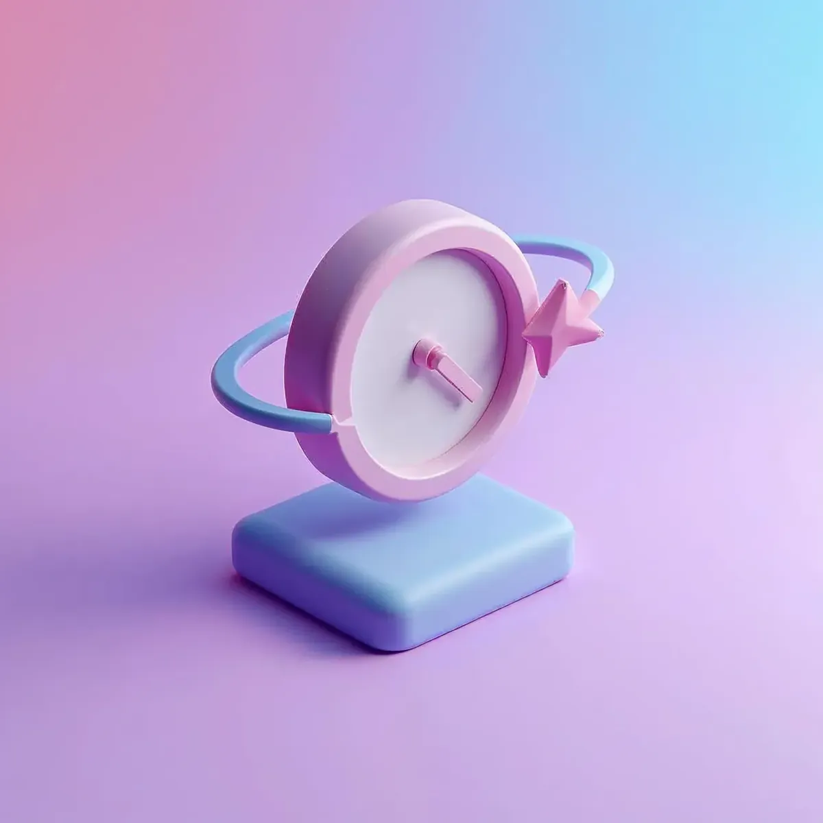 3D illustration of a clock face with a curved fast-forward arrow around it